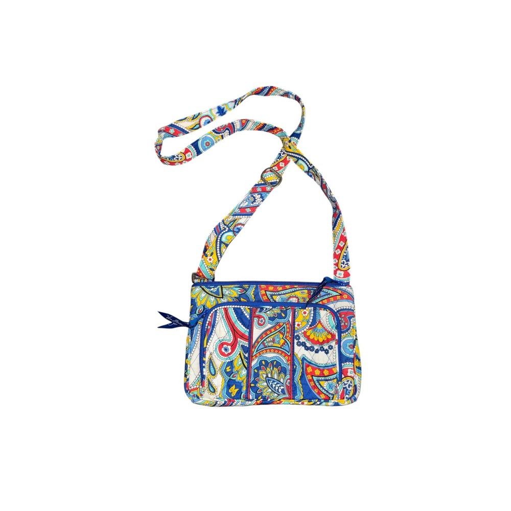 Vera Bradley Quilted Cotton Crossbody Bag in Marina Paisley Floral Wallet Pocket